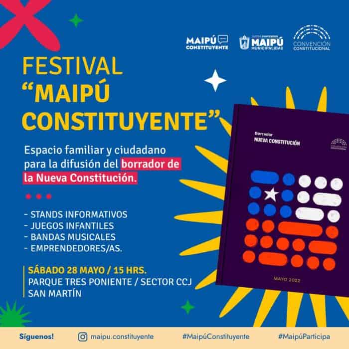 Festival Maipú Constituyente: este sábado 28 de mayo los constituyentes del Distrito 8 estarán en la comuna para dialogar