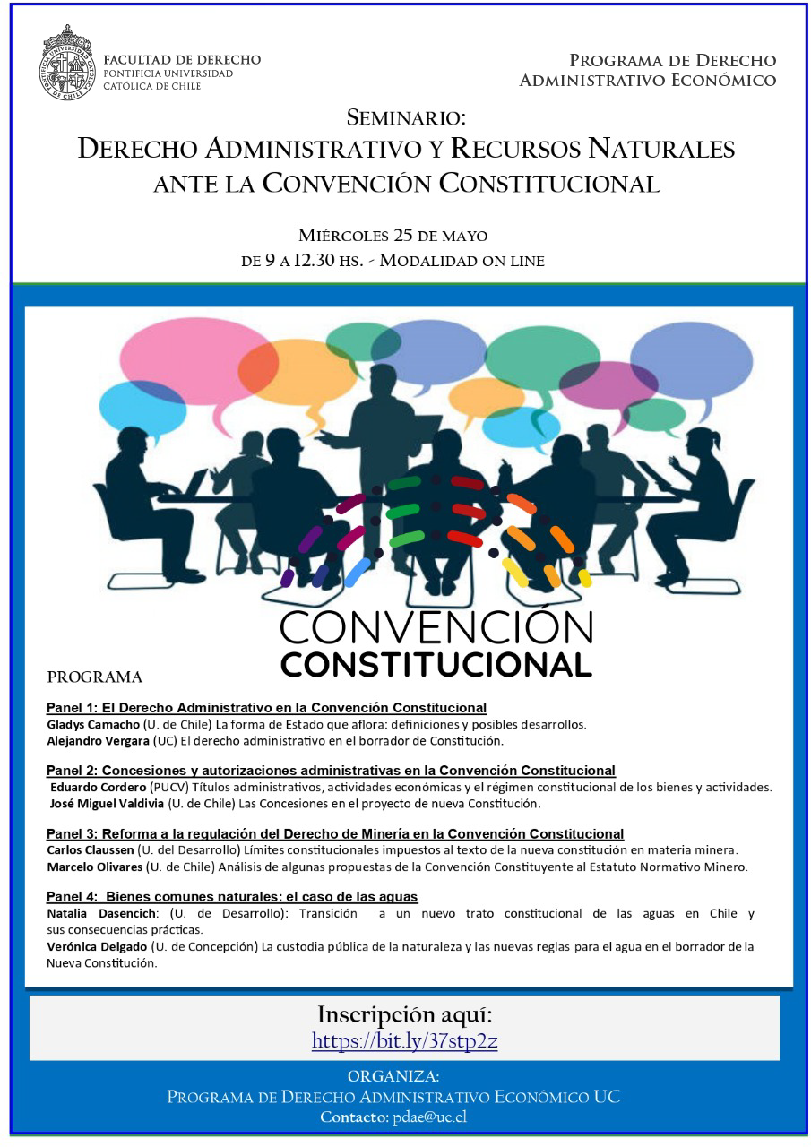 Invitan a Seminario: "Derecho Administrativo y Recursos Naturales ante la Convención Constitucional"