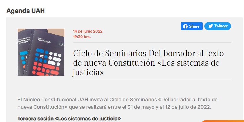 Universidad Alberto Hurtado invita a Ciclo de Seminarios Del borrador al texto de nueva Constitución «Los sistemas de justicia»