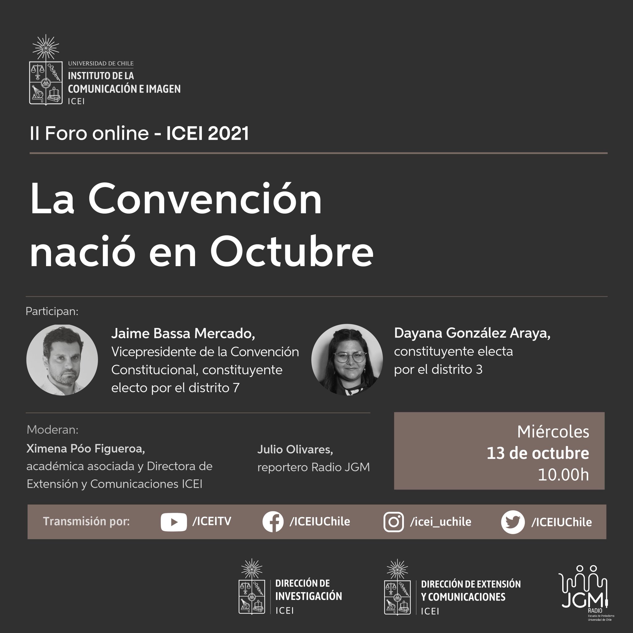 La Universidad de Chile invita al conversatorio "La Convención nació en Octubre: ¿Cuál es el Chile que queremos cambiar?"