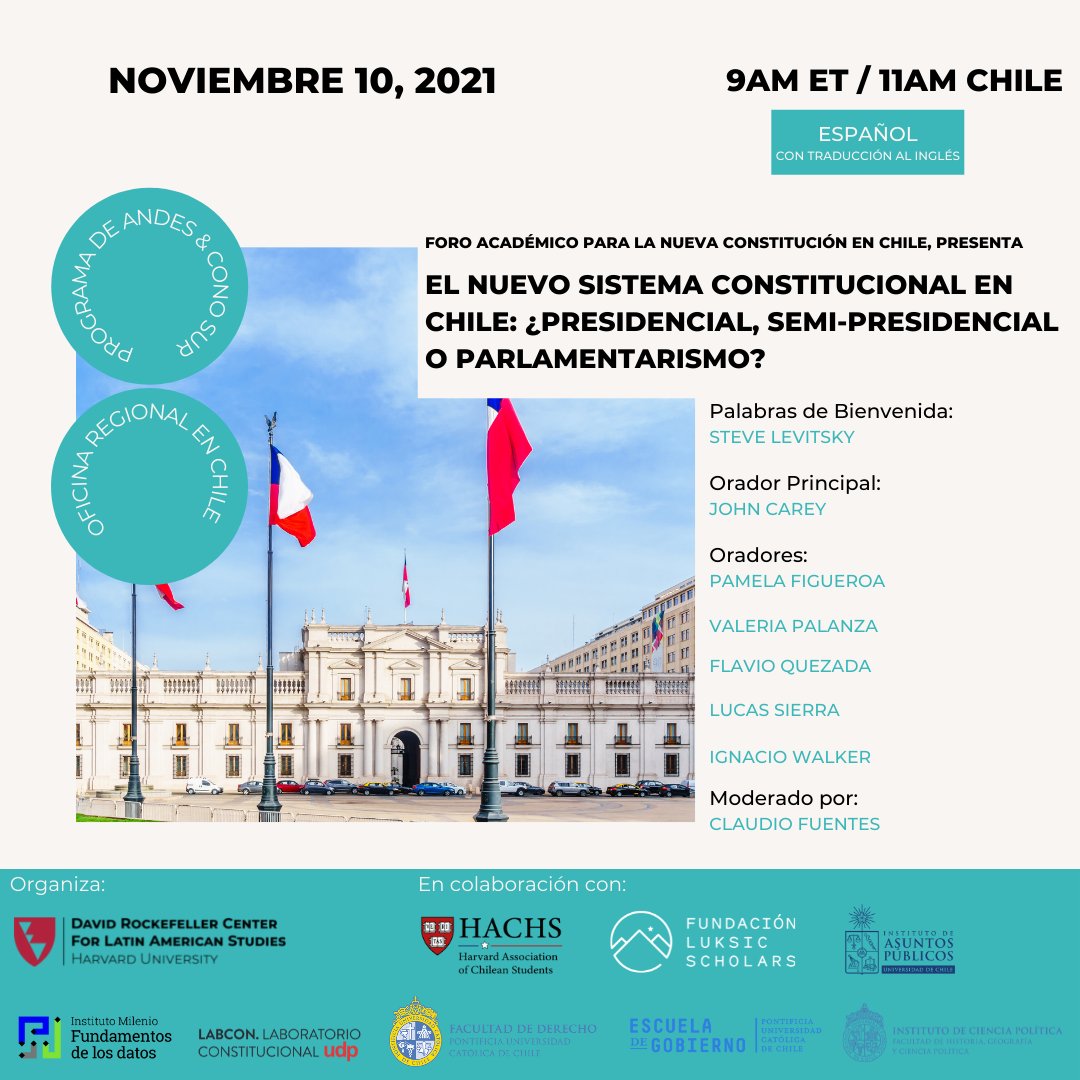 La Universidad de Harvard invita al conversatorio: “El nuevo sistema constitucional en Chile: ¿Presidencial, Semi-Presidencial o Parlamentarismo?”