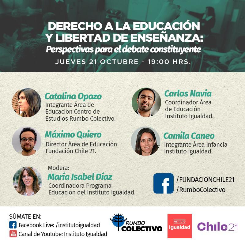 Rumbo Colectivo invita al conversatorio sobre el Derecho a la Educación y la Libertad de Enseñanza