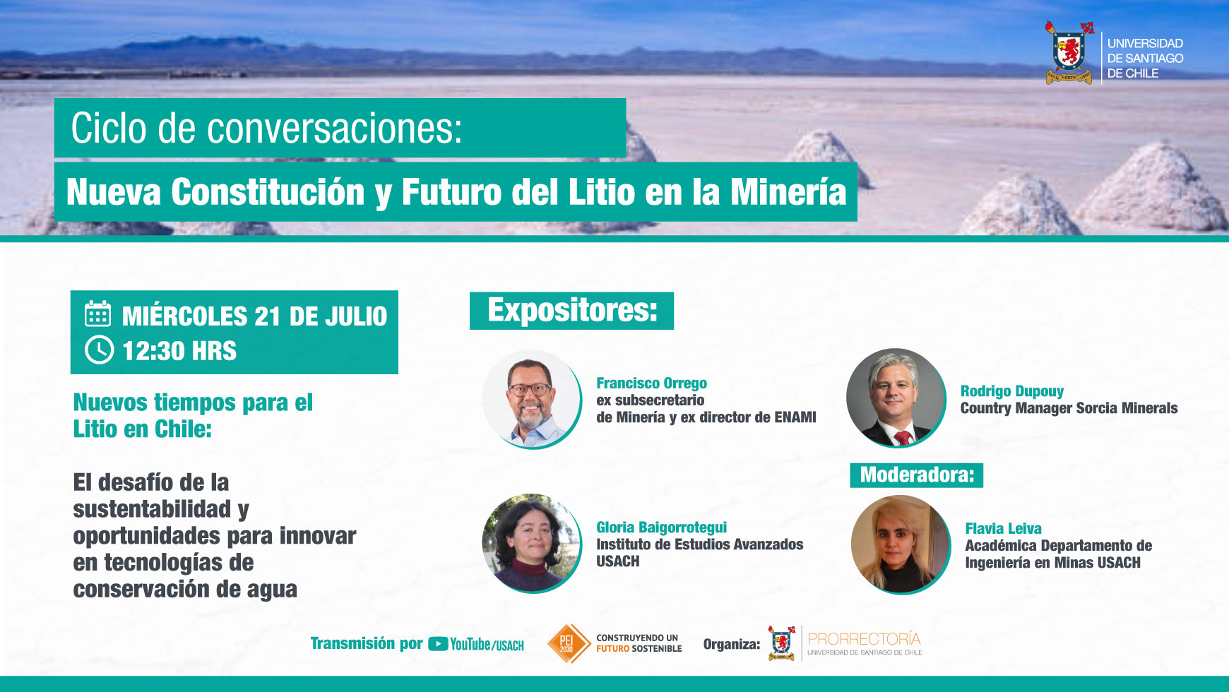 Universidad de Santiago inaugura el ciclo de conversaciones “Nueva Constitución y Futuro del Litio en la Minería”